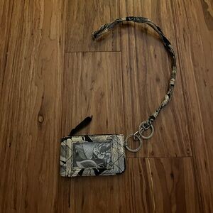 vera bradley bedford blooms RFID signature cotton deluxe id wallet with lanyard